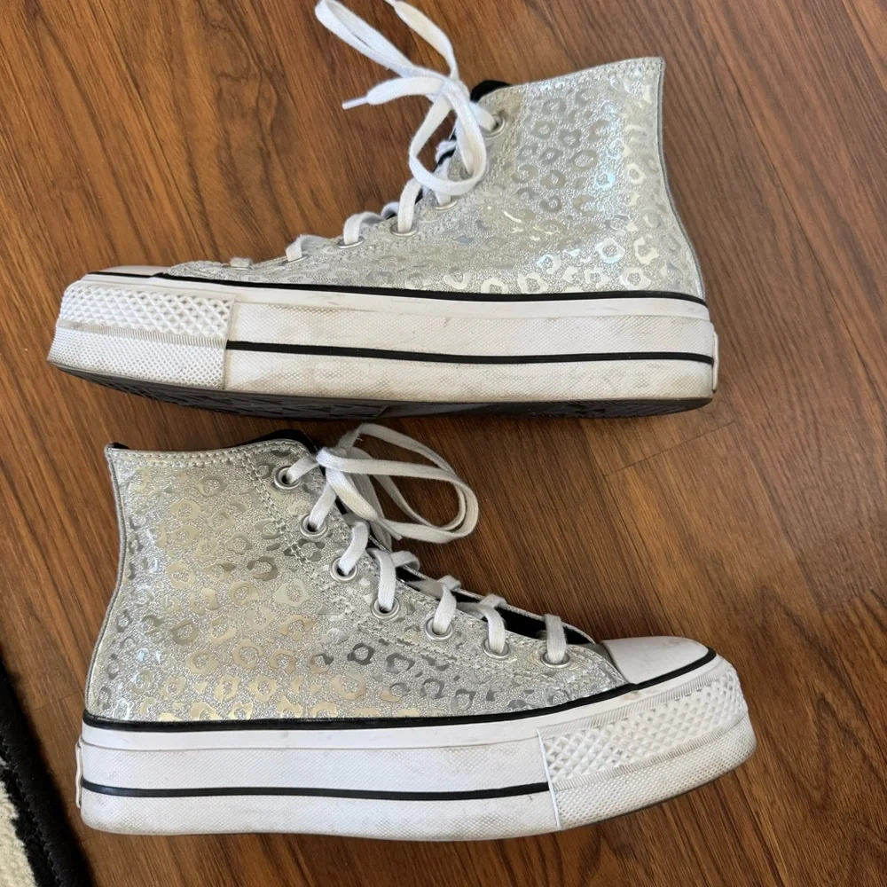 Converse Silver Glitter Women's High-Top Sneakers - Picture 4 of 8